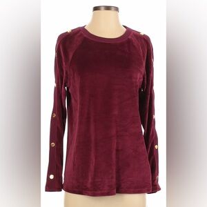 Michael Kors Burgundy Long Sleeve Top with Gold Accents